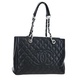 Borsa CHANEL Matelasse COCO Mark Chain Bag Caviar Skin Black Silver CC Auth ep15633V