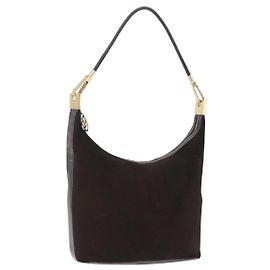 Borsa a Tracolla GUCCI Camoscio Marrone Tono Oro 001 3814 Auth gh2328
