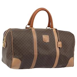 Céline Borsa Boston CELINE Macadam PVC Pelle Marrone Tono Oro Auth ep15198