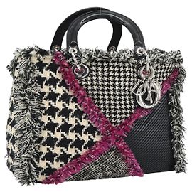 Borsa a mano Christian Dior Diorissimo Canvas Black White Auth bs36646V