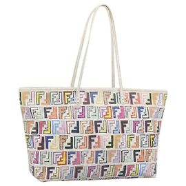 Borsa Tote FENDI Zucca Canvas PVC Multicolor Gold Auth 194657V