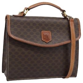 Céline Borsa a mano CELINE Macadam Canvas PVC Leather 2way Brown Gold Auth 195169