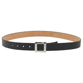 LOUIS VUITTON Cinto LV Stamp Belt Leather Black M6896 LV Auth BA14230A