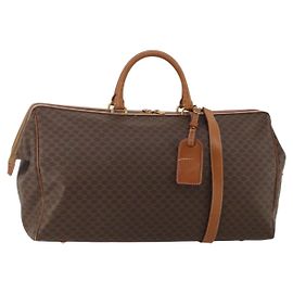Céline Borsa Boston CELINE Macadam PVC Pelle 2way Marrone Tono Oro Auth ep15316