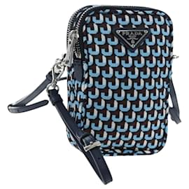 Borsa a Tracolla Mini PRADA Nylon Blue Silver 1N1860 Auth am12089V