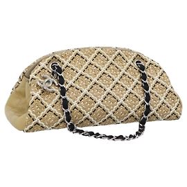 CHANEL Just Mademoiselle Matelasse Chain Shoulder Patent Brown CC Auth ka5511A