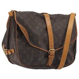 LOUIS VUITTON Monogram Saumur 35 Schultertasche M42254 LV Auth BA14354