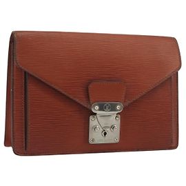 LOUIS VUITTON Epi Sellier Dragonne Clutch Bag Brown M52613 LV Auth BA14195
