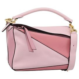 Borsa a mano LOEWE Puzzle Small in pelle 2way Pink Gold Tone Auth ka5476V