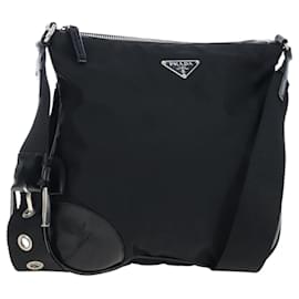 Borsa a tracolla PRADA Nylon Nero Argento Auth 192490V