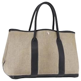 CHANEL Garden Party PM Tote Bag Beschichtetes Canvas Beige Silber CC Auth bs36468 - Chanel
