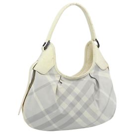 Borsa a mano BURBERRY Nova Check PVC Azzurro Argento Auth bs36591