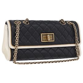 Borsa a tracolla CHANEL Chain Matelasse 2.55 Lamb Skin Black Gold CC Auth 194876V