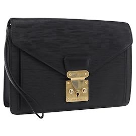 LOUIS VUITTON Epi Sellier Dragonne Clutch Bag Black M52612 LV Auth ka5547