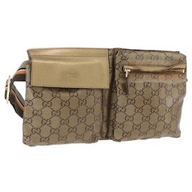 Borsa a vita GUCCI GG Crystal Coated Canvas Gold 28566 Auth 194223