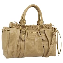 Borsa a mano Miu Miu in pelle 2way Beige Gold Auth 194762M