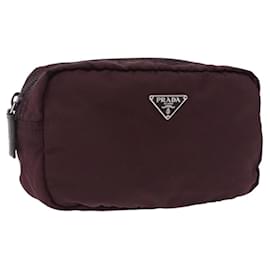 Pouch PRADA Nylon Bordeaux Silver Auth 192546A