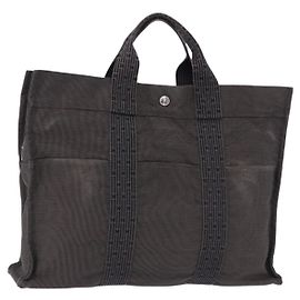 Hermès Borsa HERMES Her LineMM Canvas Gray Silver Auth 193484