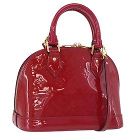 LOUIS VUITTON Monogram Vernis Alma BB Red Rose Andian M91771 LV Auth 194191