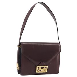 Céline Borsa a tracolla CELINE in pelle Bordeaux Gold Auth bs36605