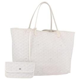GOYARD Herringbone Saint Louis GM Tote Bag PVC Weiß Auth 194163