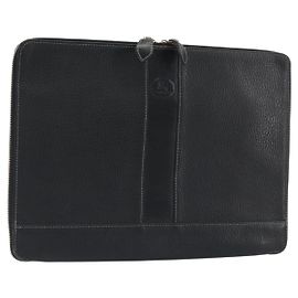 BURBERRY Cartella Leather Black Silver Auth bs36590