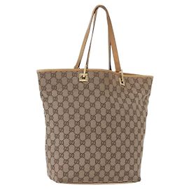 GUCCI GG Canvas Tote Bag Beige Goldfarben 002 1098 Auth gh2244