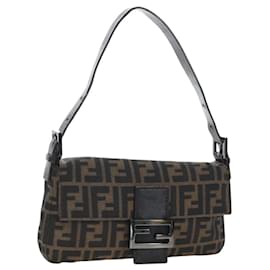 Borsa a Tracolla FENDI Zucca Canvas Mamma Baguette Marrone Nero Auth 192459M