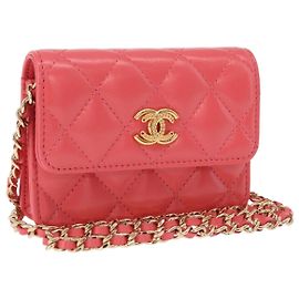 CHANEL Mini Matelasse 12 Schultertasche aus Leder Pink Gold CC Auth 193927M