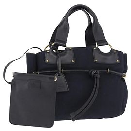 Borsa a mano GUCCI Canvas Black Gold Tone 95168 Auth ka5531