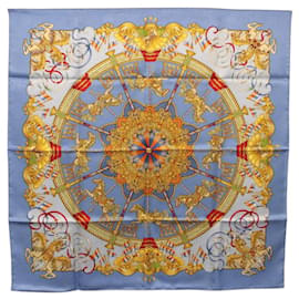 Hermès Foulard HERMES Carre 90 Seta Blu Auth 193599M