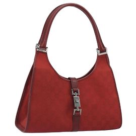 Borsa a mano GUCCI GG Canvas Jackie Rossa Argento 01719 Auth 193924A