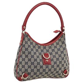 Borsa a tracolla GUCCI Abbey GG Canvas Navy Gold 130738 Auth 193896V