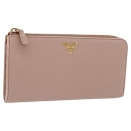 Carteira Longa PRADA em Couro Safiano Beige Gold Auth bs36526 - Prada