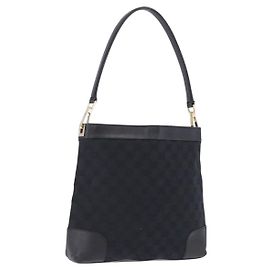 Borsa a Tracolla GUCCI GG Canvas Nero Tono Oro 33900 Auth 194224