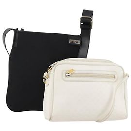 Borsa a tracolla GUCCI GG Canvas Micro GG Supreme PVC 2 Set White Black Auth 190001