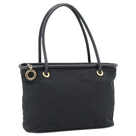 Céline Borsa a mano CELINE Nylon Black Gold Auth 195193