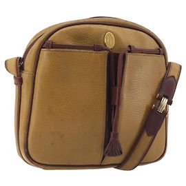 Bolso de hombro CARTIER Must Line de cuero beige y oro Auth 194176