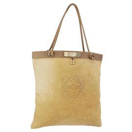 Borsa a tracolla LOEWE Anagram in pelle beige e oro autentica bs36682