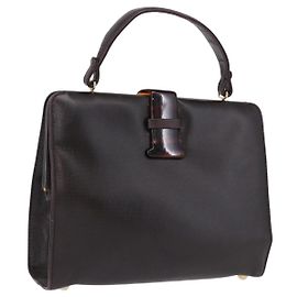BOTTEGA VENETA Handtasche aus Leder dunkelbraun gold Auth bs36434
