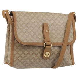 Céline Borsa a Tracolla CELINE Macadam PVC Pelle Beige Tono Oro Auth 194144A
