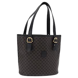 Céline Borsa Tote CELINE Macadam Canvas PVC Pelle Nero Oro Auth 194870V