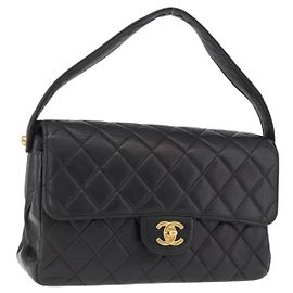 Borsa CHANEL Matelasse Double Face in pelle d'agnello nera e oro CC Auth 194872SAM