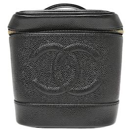 Chanel Vintage Timeless Cosmetic Case Caviar Tall