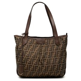 Bolso Tote Fendi Zucca Marrón de Cuero y Lona