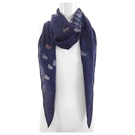 Stola Hermes in seta e cashmere Navy - Hermès