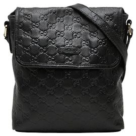 Gucci Guccissima Black Leather Shoulder Bag
