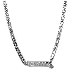 Collana girocollo Christian Dior in strass argento trasparente