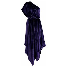 Gucci Pre-Fall 2018 One-Shoulder Samtkleid Runway Dark Violet IT40
