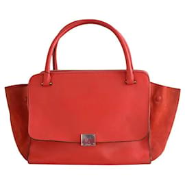 Borsa tote Trapeze Céline arancione in camoscio